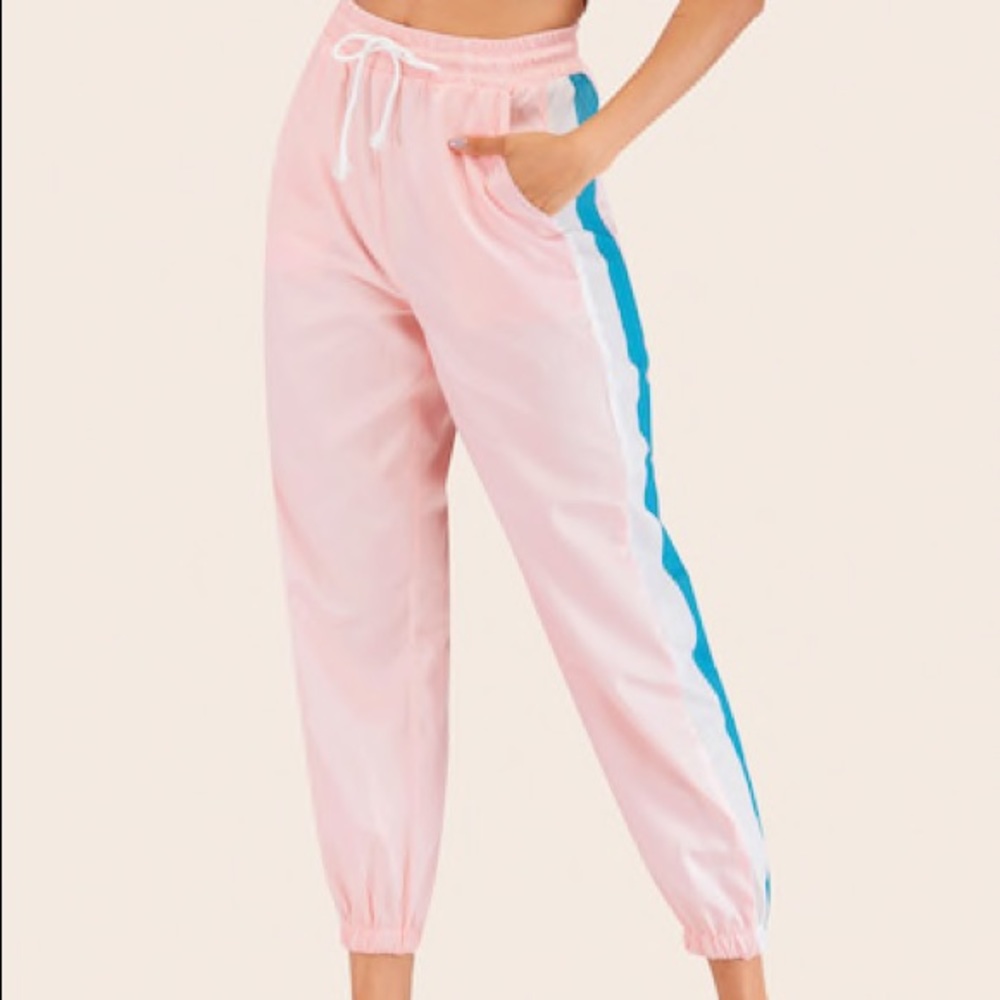 Pink drawstring waist pants